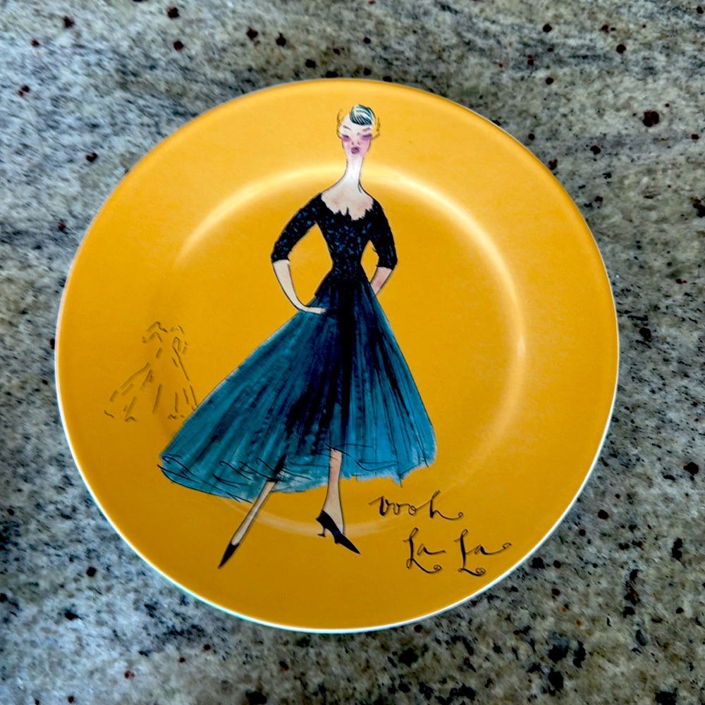 Rosanna Yellow and Black Dessert Plates Set - Picture 3 of 6
